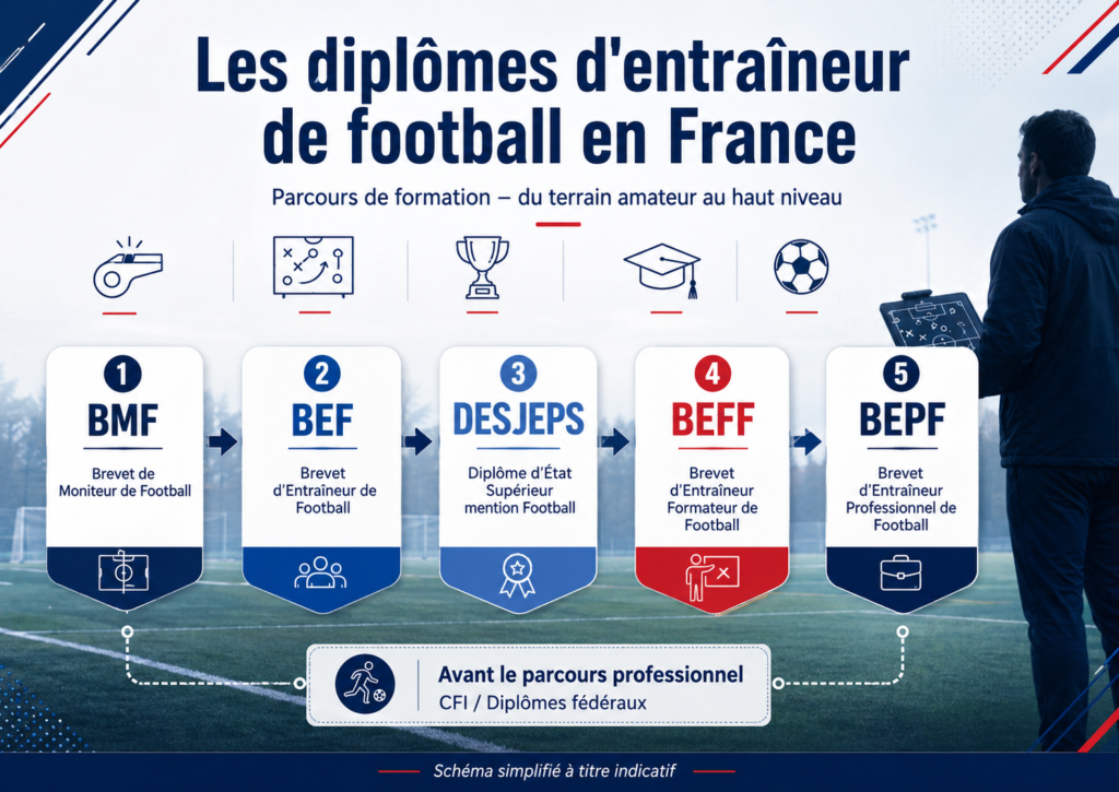 Liste des diplômes pour devenir entraineur de football en France.