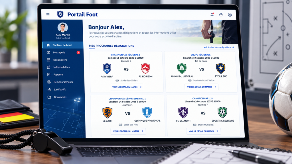 Illustration Tableau de bord de l’arbitre Portail des Officiels